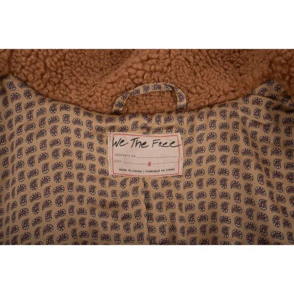 Free People We the Free Izzy Wrap Teddy Jacket S Small Brown Sherpa Plush - Picture 7 of 7